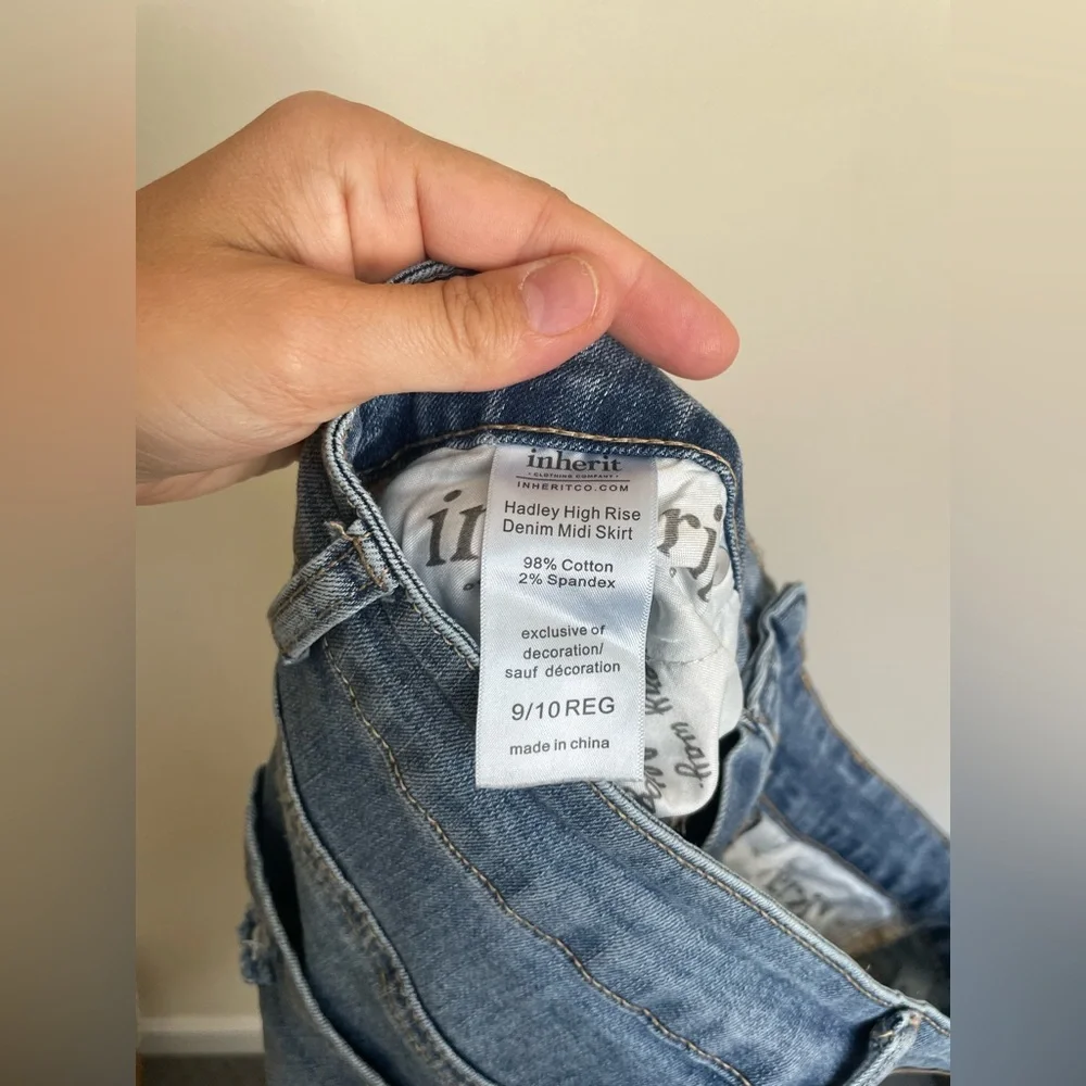 High Rise Denim Midi Skirt- EUC - Picture 6 of 6